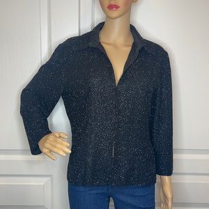 JKara New York Black Beaded Jacket/Top Size L